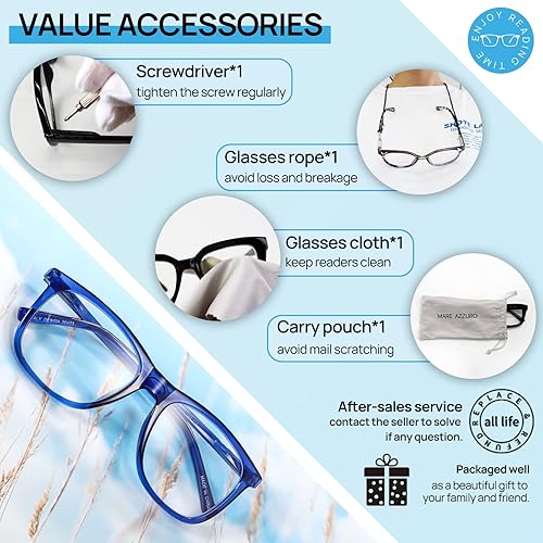 Miniatura 6 de MARE AZZURO Gafas de lectura cuadradas de gran tamaño para hombres lectores grandes 1.0 1.25 1.5 1.75 2.0 2.25 2.5 2.75 3.0 3.5 4.0 5.0 6.0