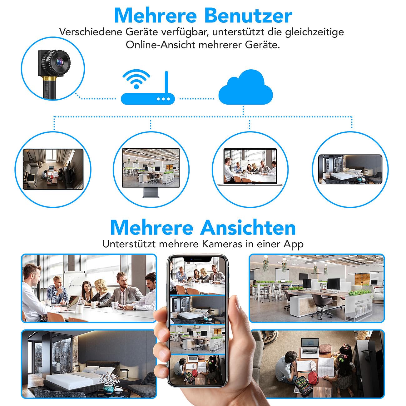 Somikon Unsichtbare Kamera: 2er-Set 2K-WLAN-Micro-Einbaukameras, Bewegungserkennung, Mikrofon, 4MP (Kameramodule, Knopf Kamera)