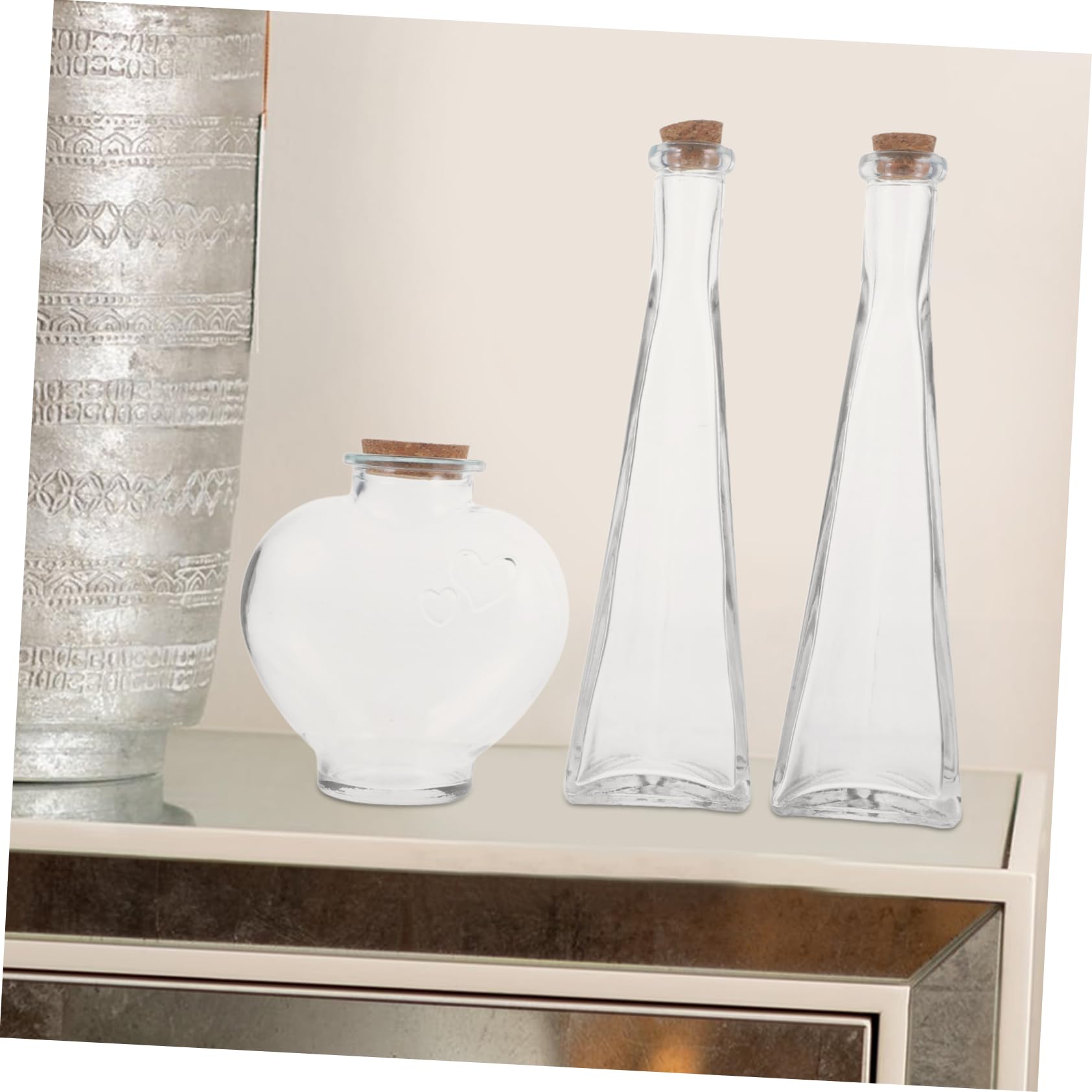 Juego De 3 Botellas Para Ceremonias, Tarros De Arena, Botellas Decorativas Para Ceremonias De Boda, Botellas De Cristal Con Forma De Corazón, Contenedor De Arena Para Ceremonias