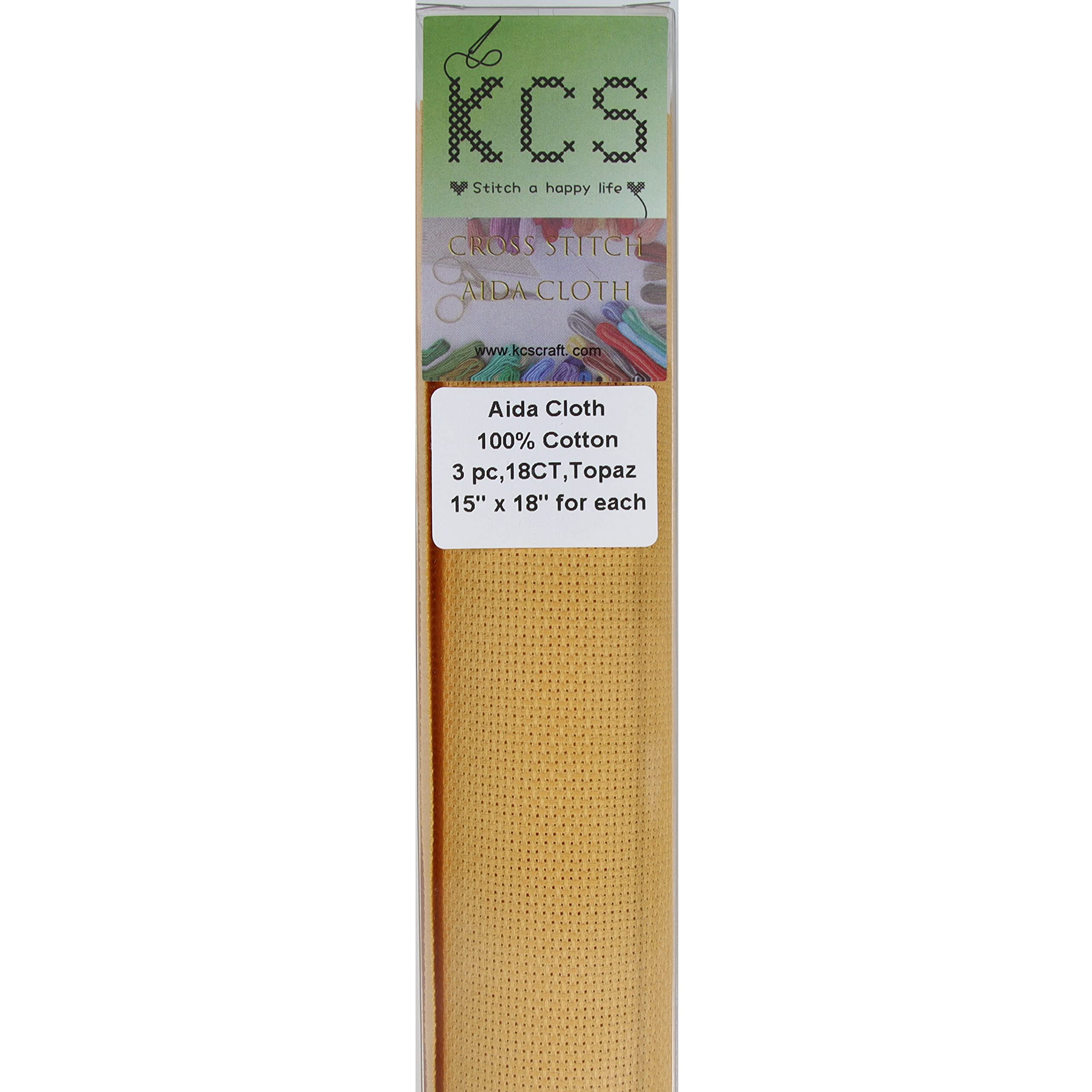 KCS 3 pc of 15" x 18" Counted Cross Stitch Cotton Aida Cloth Needlework Fabric,18CT,Topaz md