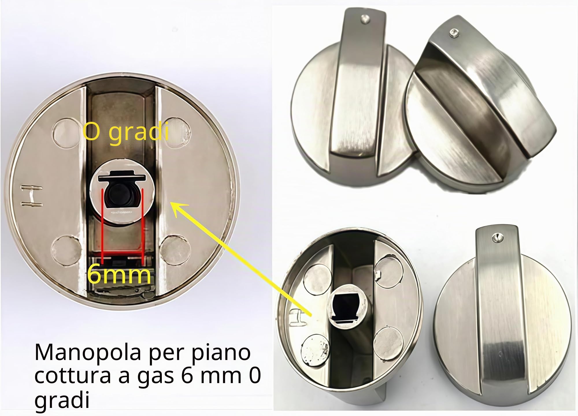 8 Pezzi Manopole per Fornelli a Gas, 6 mm Manopole forni Manopole per Interruttori di Comando per Fornello a Gas, per Cucina Superficie Controllo Serrature ecc.