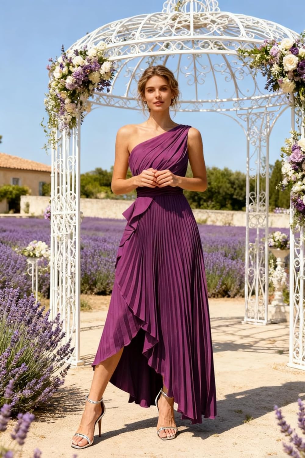 BITALY One Shoulder Bridesmaid Dresses Long for Women Satin Pleated 2026 A Line Formal Dress with Slit BIN004 - Image 7