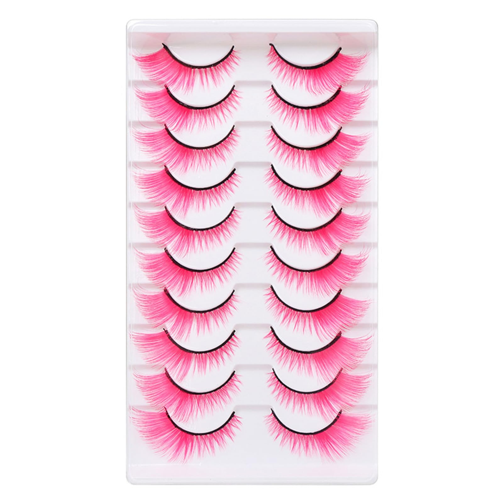 CHICTRY Colored False Eyelashes for Daily Wear 10-Pair Soft Lashes Suitable for Parties and Cosplay Pink One Size