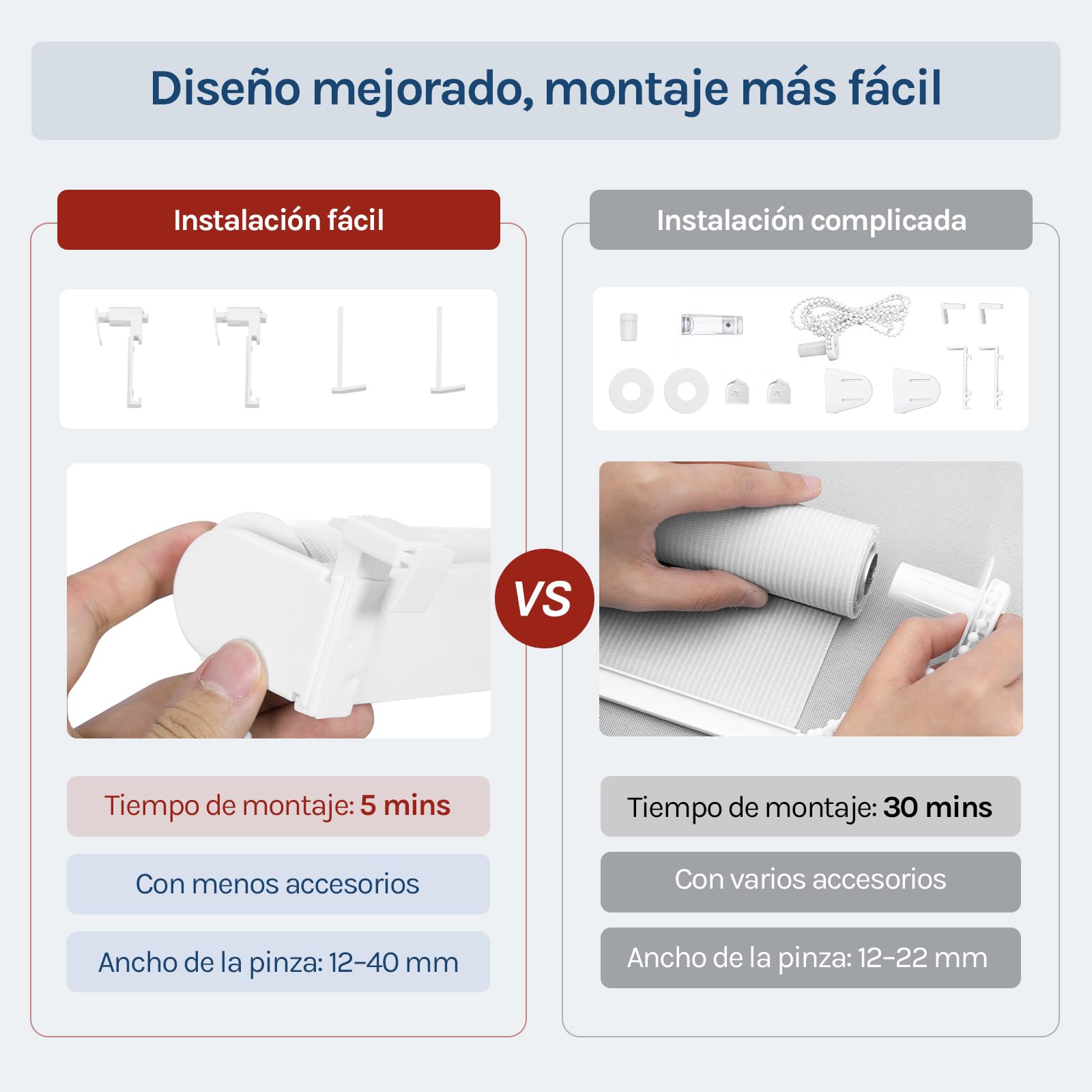 WOLTU Estor Noche y Dia Sin Taladrar, Estor Enrollable Doble