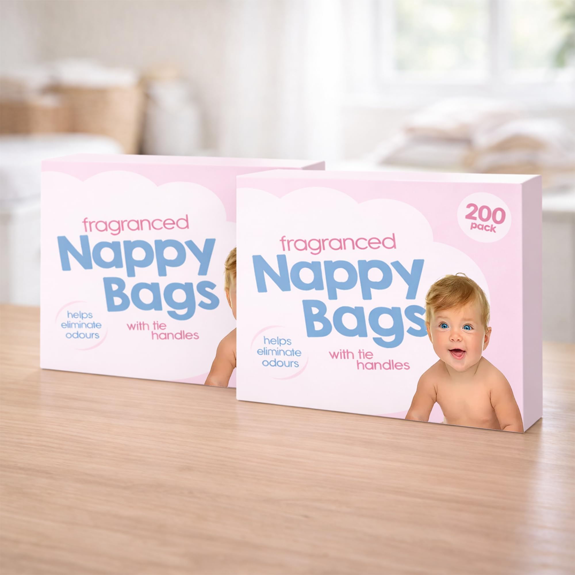 400 sacs à couches colorés avec poignées à nouer, parfumés anti-odeurs, durables anti-fuites