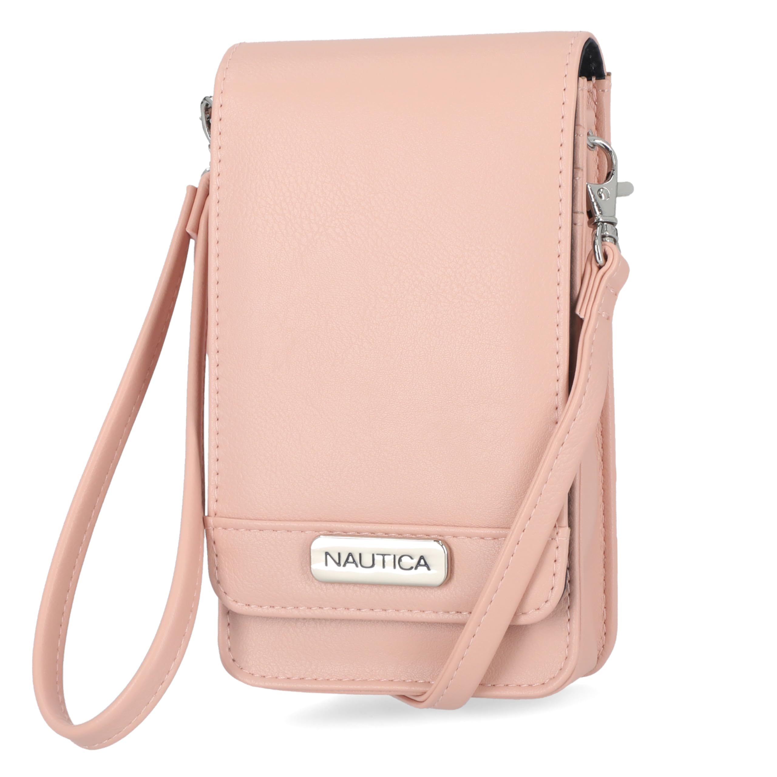 Nautica Catalina RFID Women’s Crossbody Bag, Vegan Leather Compact Cell Phone Shoulder Travel Purse Holder, Blush