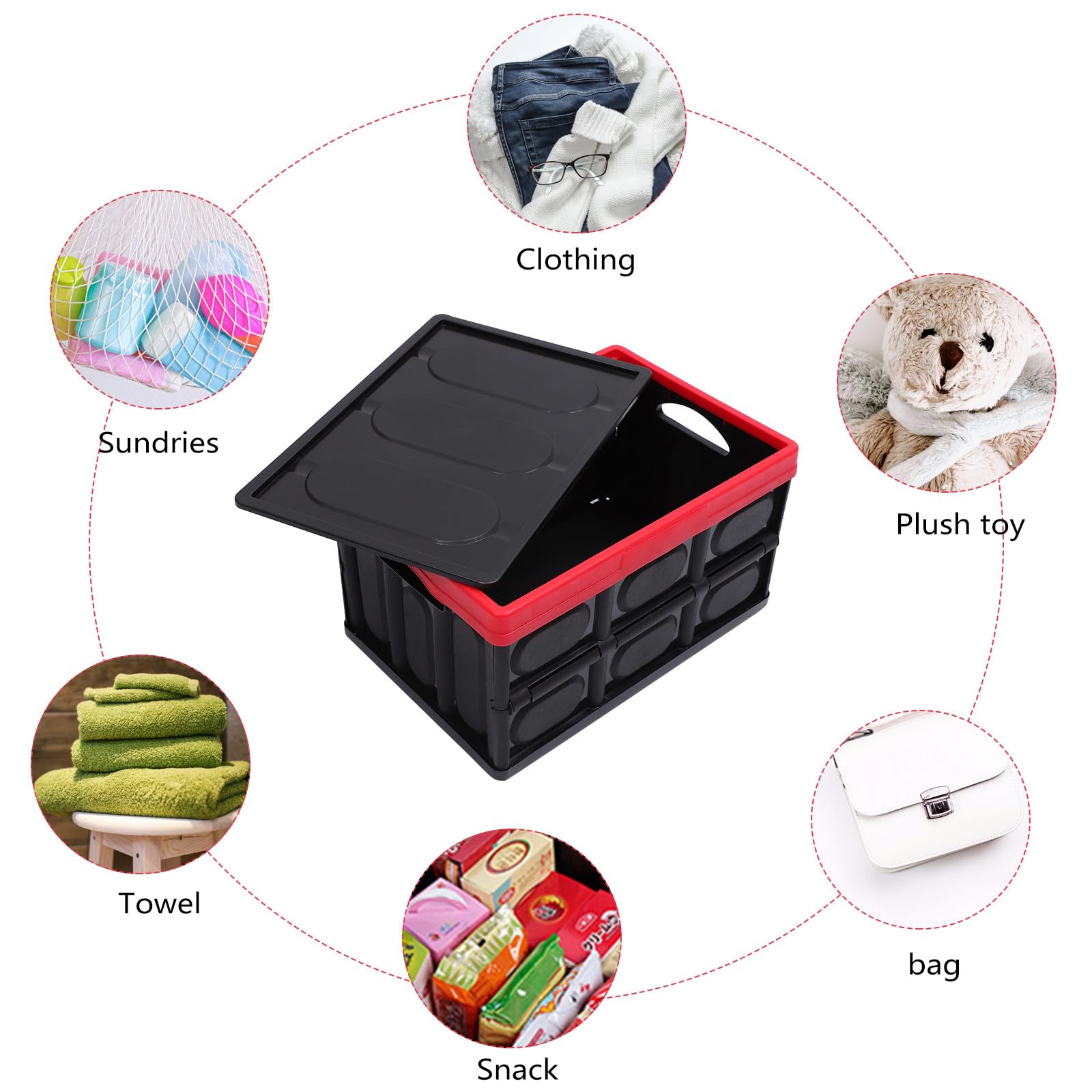 Organizzatore Bagagliaio Auto Pieghevole 30l, Contenitore Portaoggetti Resistente Custodia Plastica, Scatola Pratica per Riporre e Ordinare in Casa e Auto