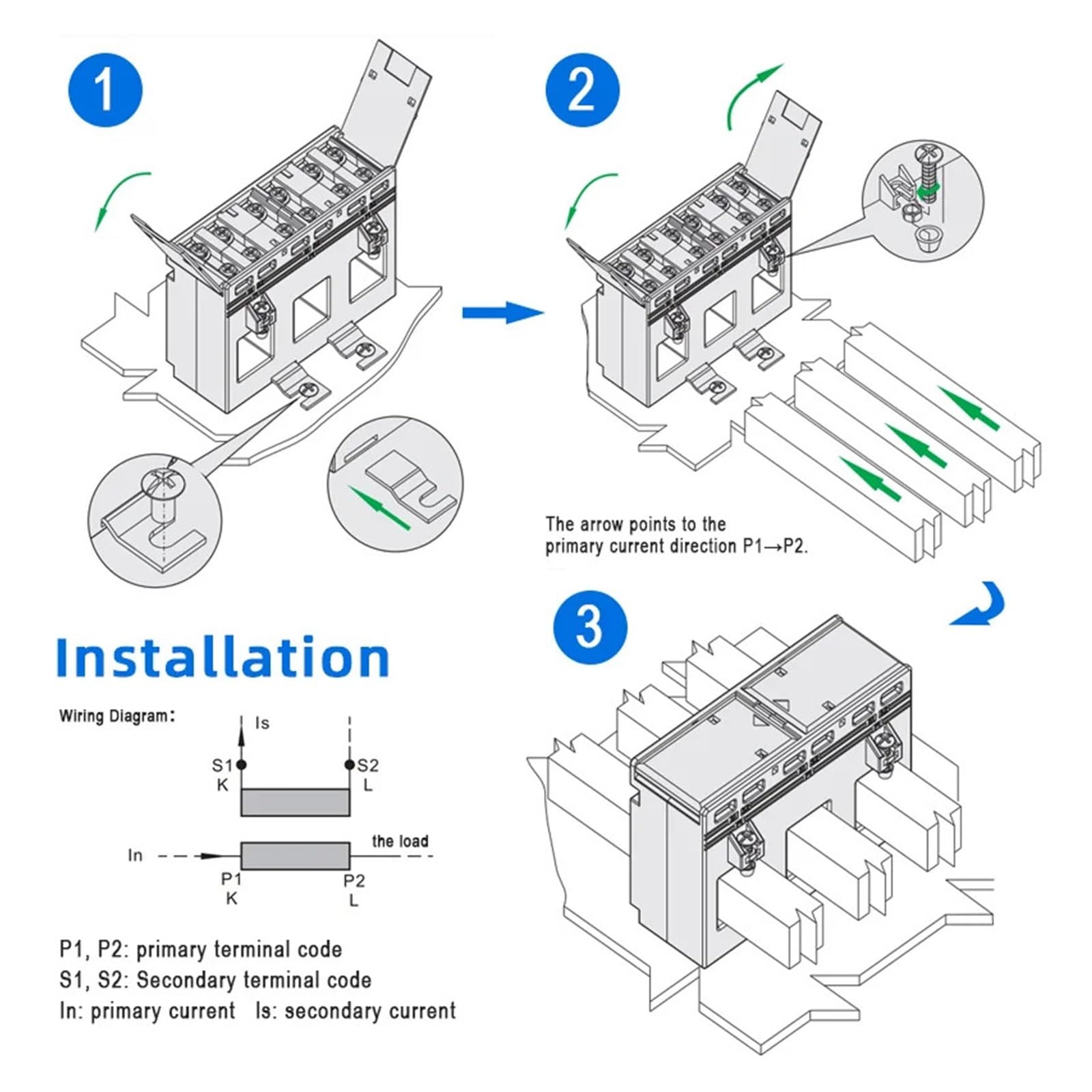 Trasformatore di Corrente trifase CT 100A/150A/200A/500A/5A Il sensore CT CA è utilizzato con l'interruttore Automatico in Scatola Stampata CM1(DASN242-Hole 25X20mm,100 5A)