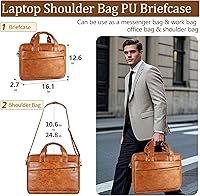 Vista 67 de Bolsa de mensajero para hombre de 17.3 pulgadas de lona/cuero para portátil, mochila para hombre, maletín para computadora, bolsa de hombro Marrón