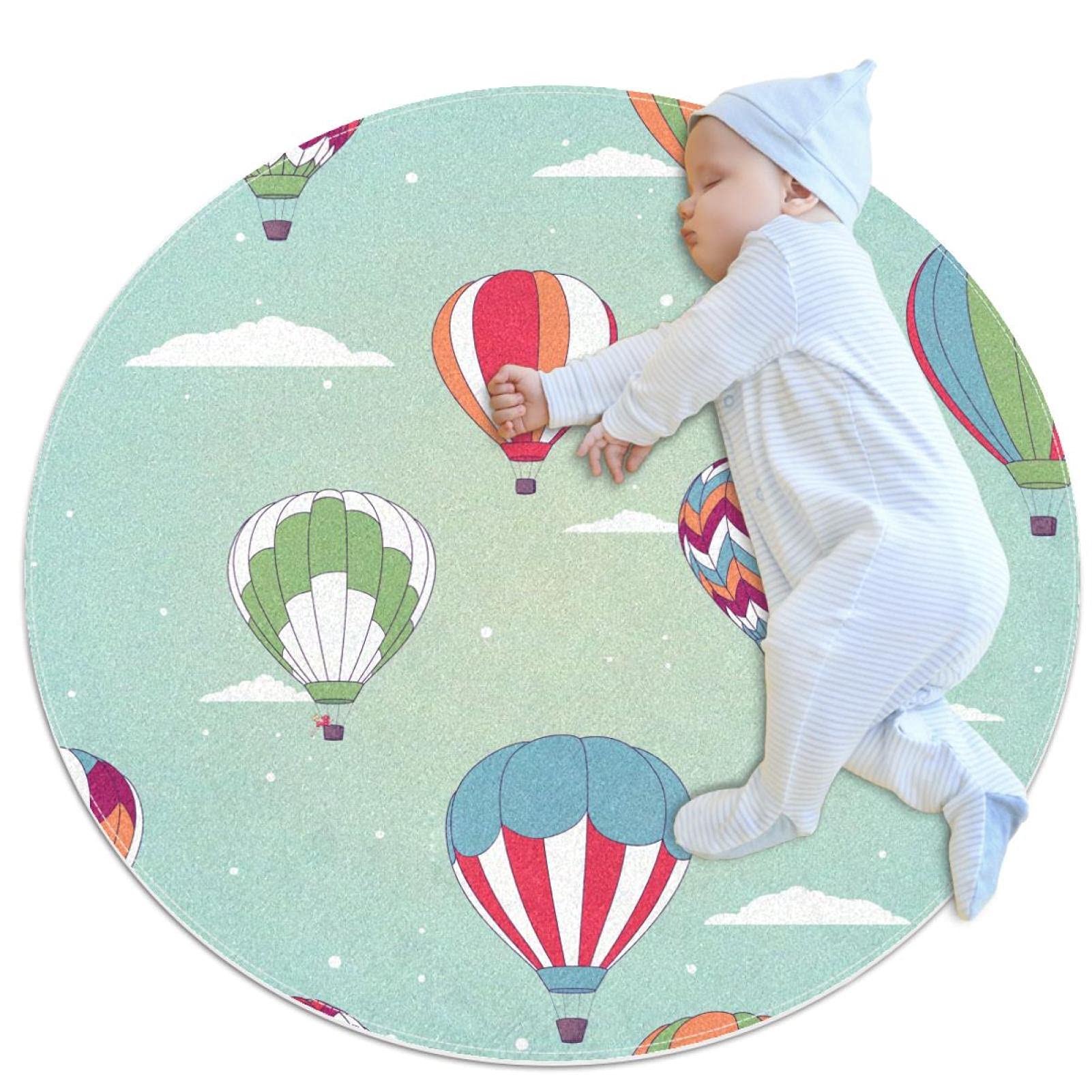Tapis Rond Chambre Enfant JDEZ Tapis Salon Motif Animal Sketch 100cm