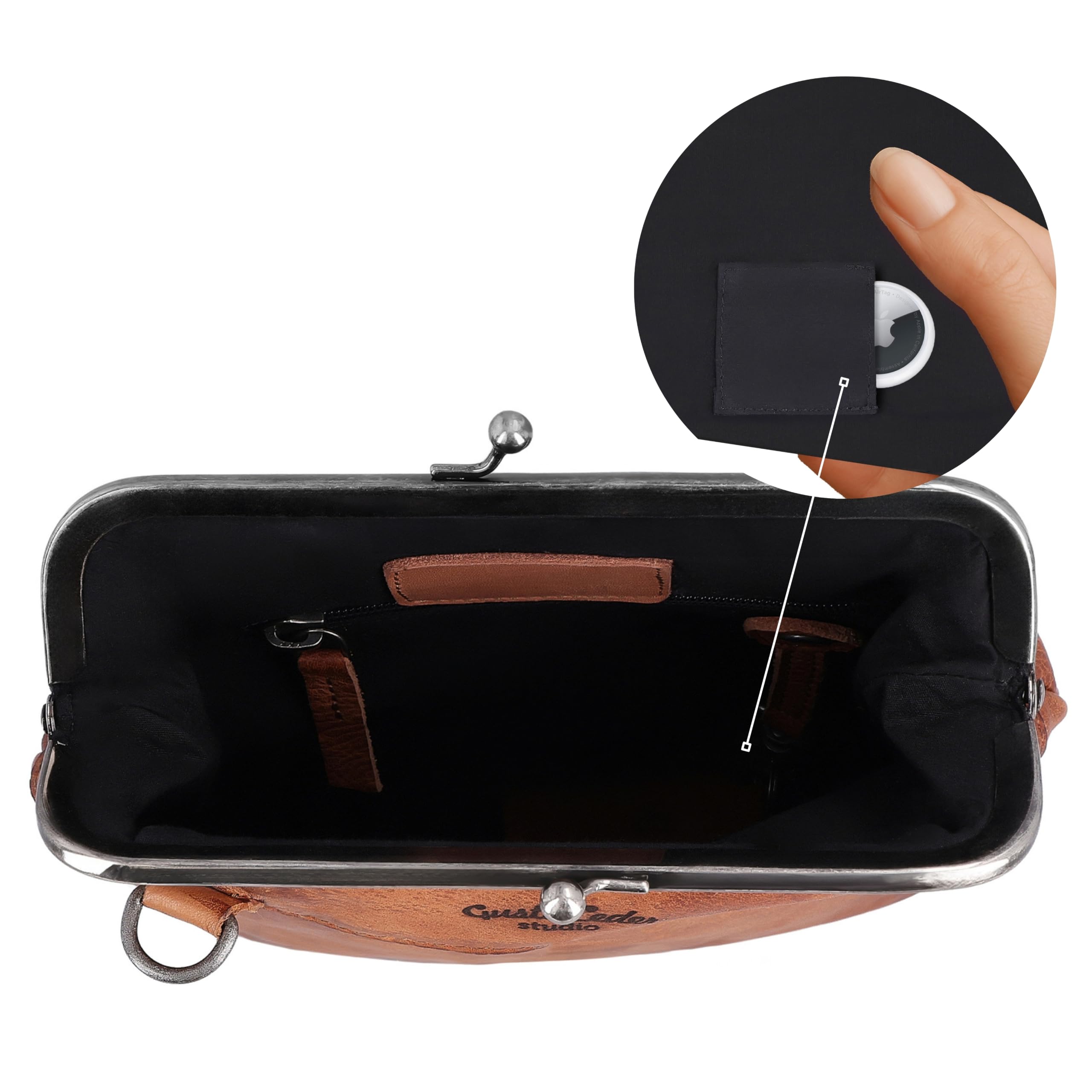 Gusti Leder Handtasche Damen Mittelgroß Echtleder – Vintage Umhängetasche Leder Braun Kratzfest Verstellbarer Riemen Alltag Reise Stadt Ausgefallene Handtaschen