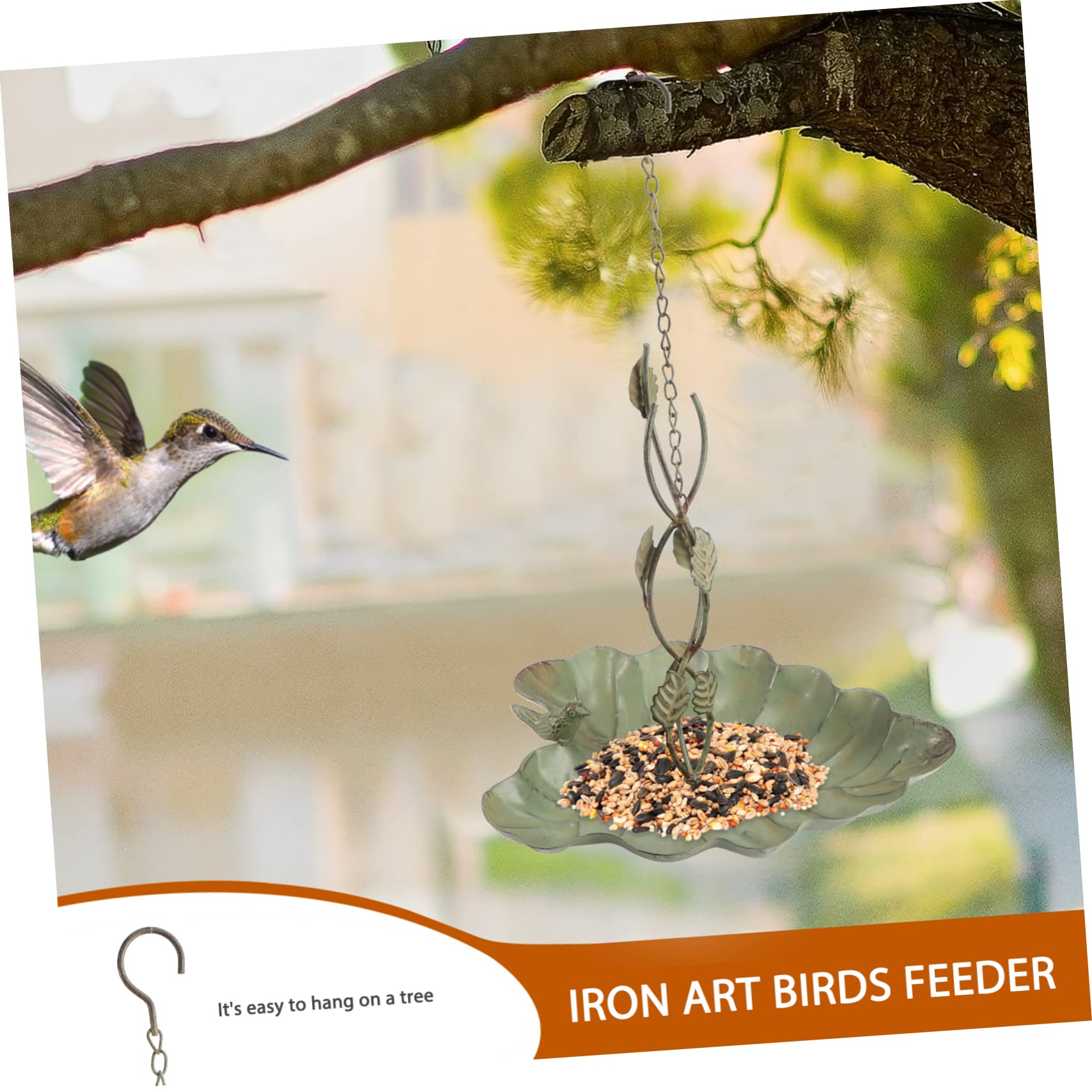 1 Stück Retro Vogelfutterspender Blattform Hängedekoration für Garten Umweltfreundliches Eisenmaterial für Kanarienvögel Papageien und Großer Füllraum für Futter Einfache