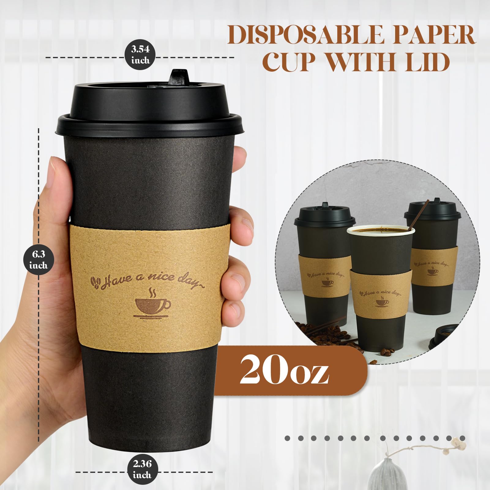 LITOPAK 100 Pack 12 oz Coffee Cups with Lids, Disposable Coffee Cups — Amazon image 9