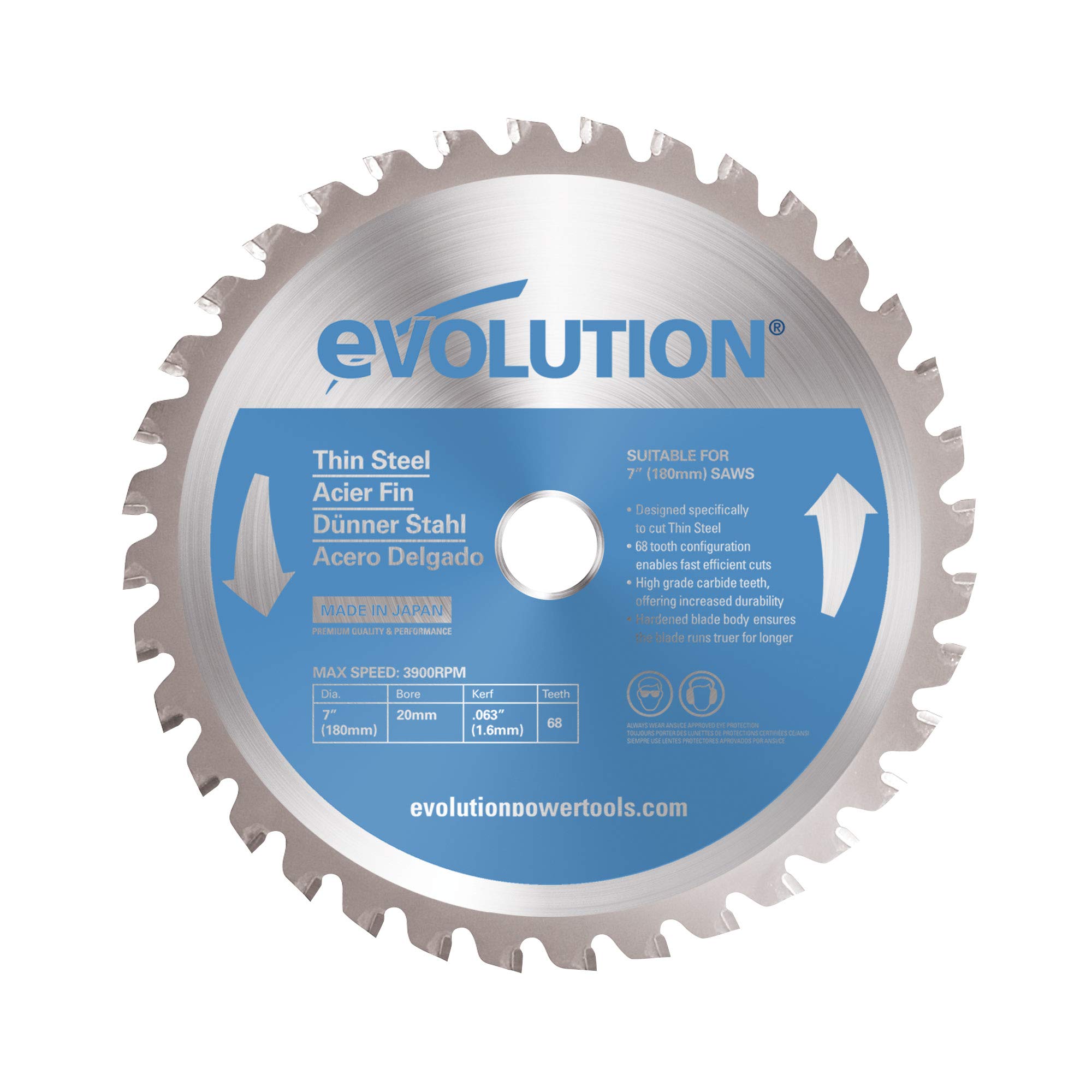 Evolution Power Tools 180BLADETS Thin Steel Cutting Blade, 7-Inch x 68-Tooth, Blue