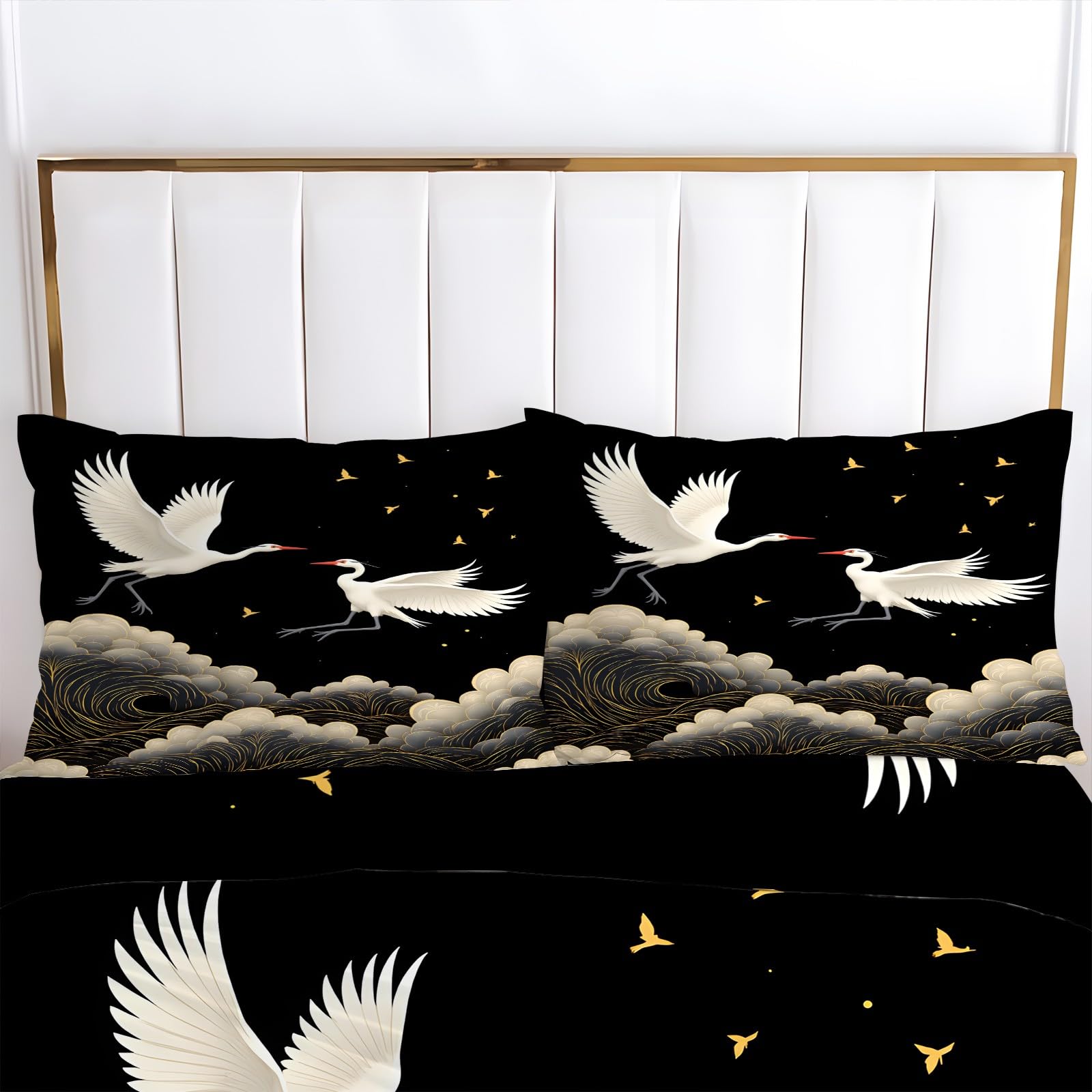 Generisch Weiße Schachtel Bettwäsche 155x220cm, Gelber Vogel Bettbezug, 3-Teiliges Bettwäsche-Sets aus Atmungsaktiver und Weicher Mikrofaser, 2 Kissenbezüge mit Reißverschluss AN64