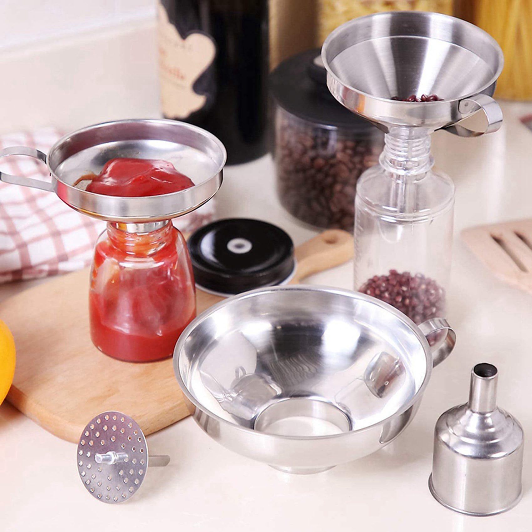 El Embudo de Cocina de Acero Inoxidable de 20 Paquetes Es Adecuado para Frasco de Condimento de Botella de Vidrio para Transferir LíQuido