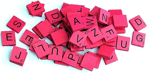Miniatura 2 de Scrabble Tiles - Juego completo en rosa oscuro, letras de ortografía, juego de mesa de Scrabble ideal para reemplazo de juegos, bodas, manualidades