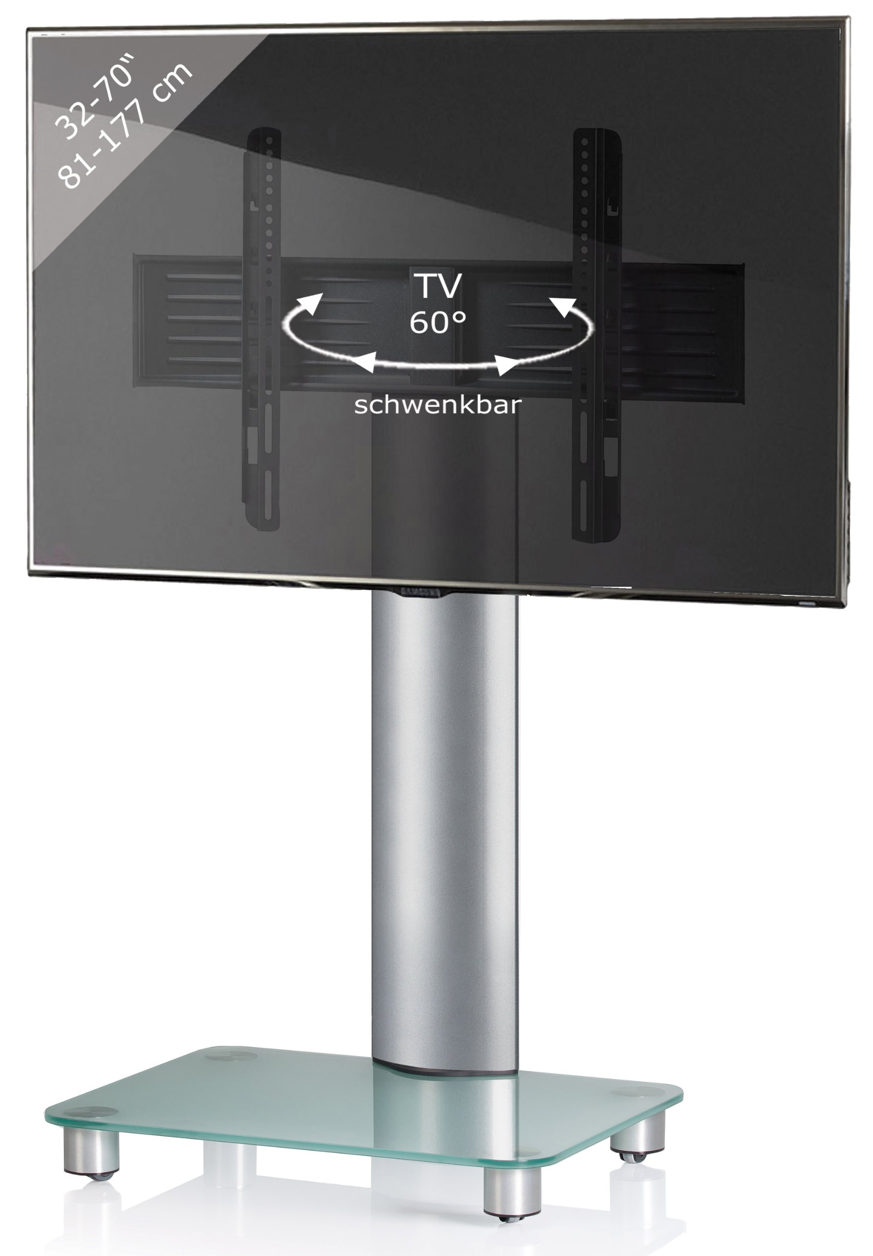 VCM Soporte Universal para TV VESA Soporte para televisión Aluminio Cristal Ruedas rodables Tosal Soporte Universal para TV VESA Soporte para televisión Aluminio Cristal Ruedas rodables Tosal
