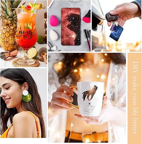 Miniatura 4 de Cysincos - Adhesivo permanente de vinilo de Navidad 10 hojas de colores surtidos vinilo permanente con purpurina de galaxia 12 x 10 pulgadas