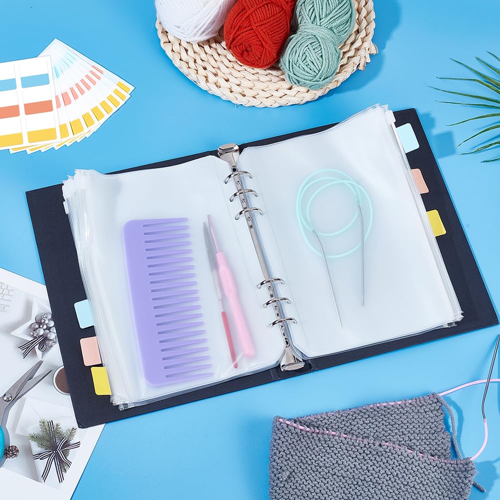 AHANDMAKER Needle Holder Case Set, Waterproof Binder Pockets and 24 Pcs PVC Loose Leaf Bags with 60 Index Tabs for Home Office School Collecting Sorting - Image 4