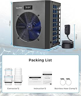 Varpoolfaye 11000 BTU Swimming Pool Heat Pump 3000 Gallon Electric Pool Heater for Above Ground Pool 5KW Heating or Cooling WiFi Control Timer Pool Heater 120V 60Hz