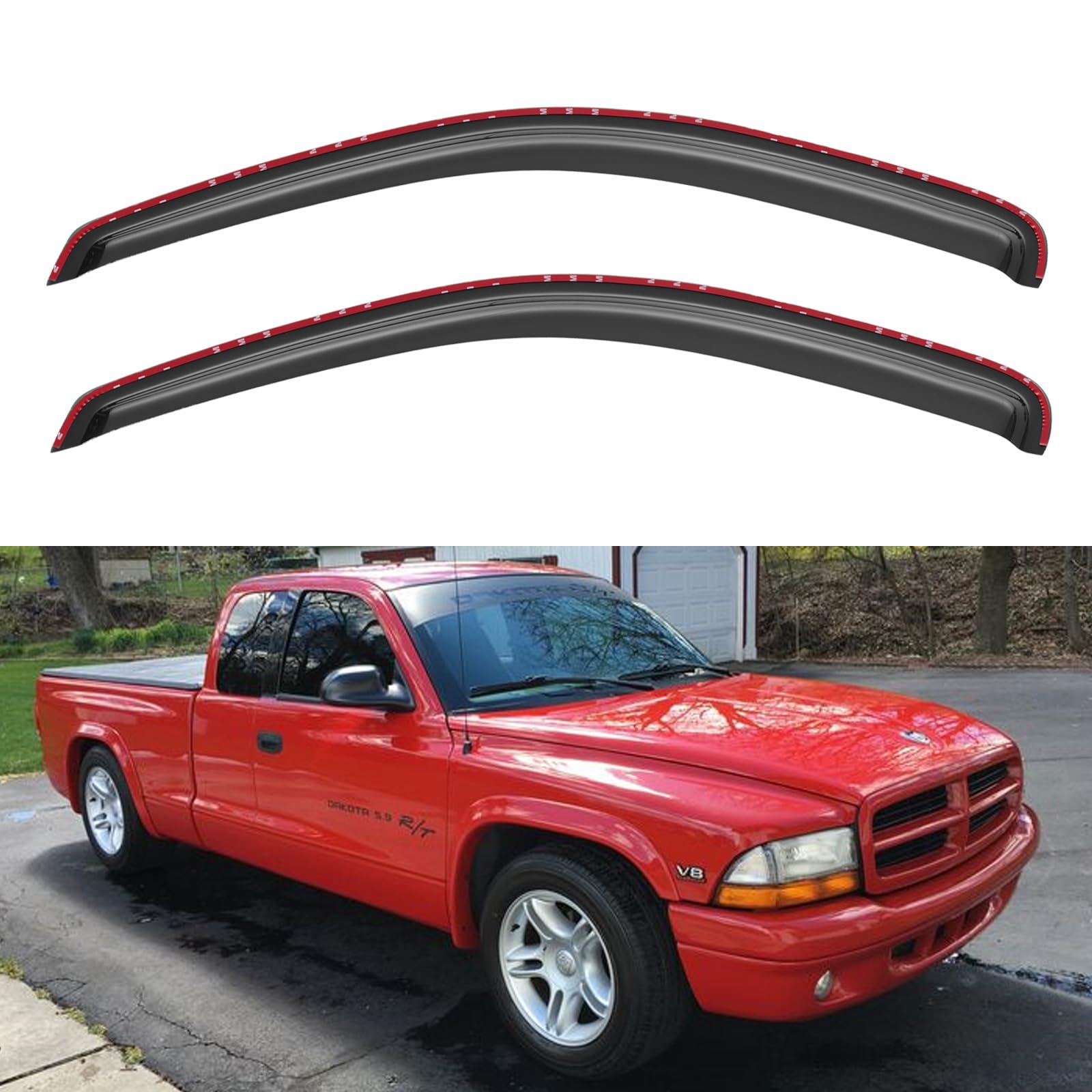 in-Channel Window Visors Rain Guards Shield for 1997-2004 Dodge Dakota Regular Cab, 2Pcs Window Vent Wind Deflectors Visors Shades for 97-04 Dakota