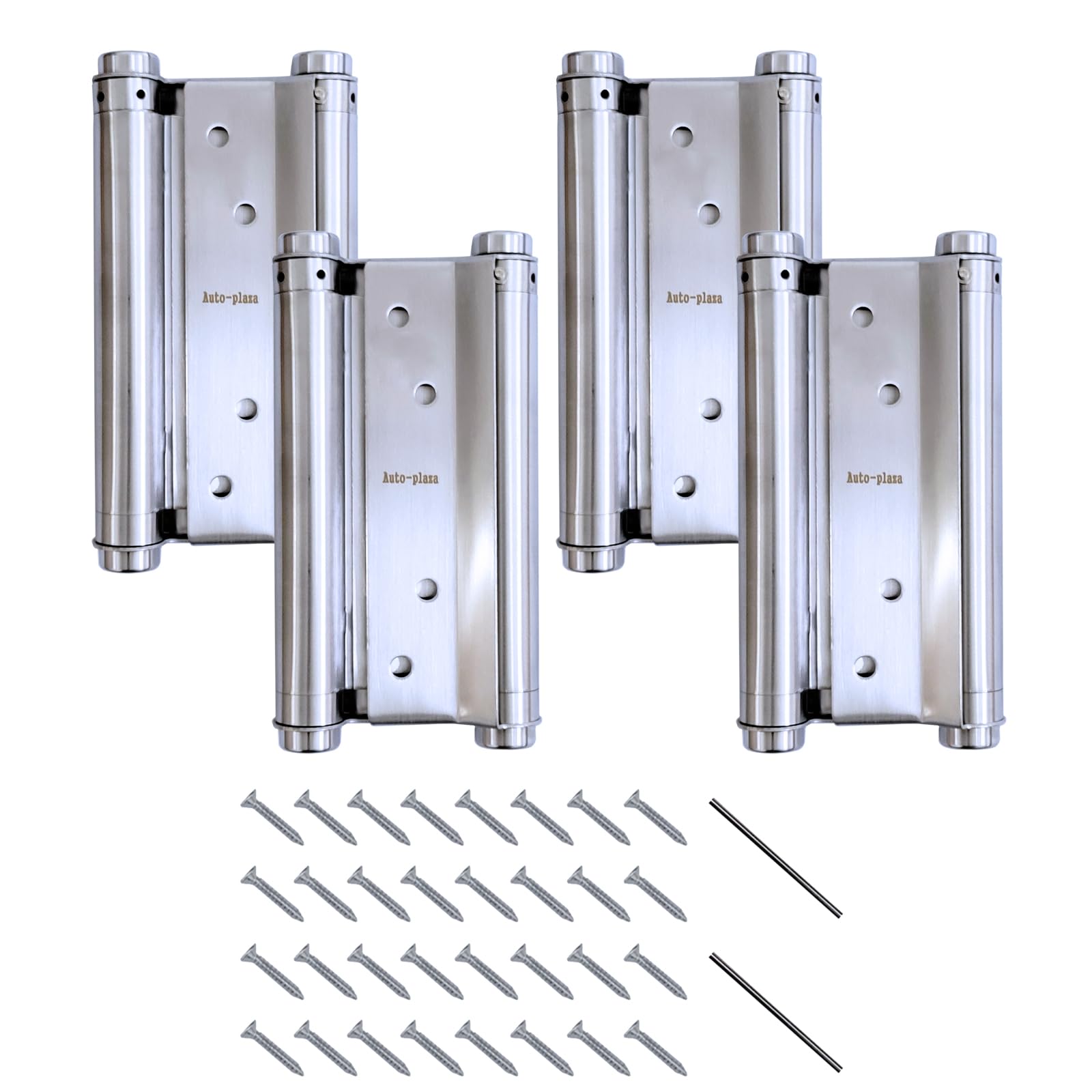 Charnières à ressort double action 15,2 cm en acier inox robuste (Lot de 2 paires)