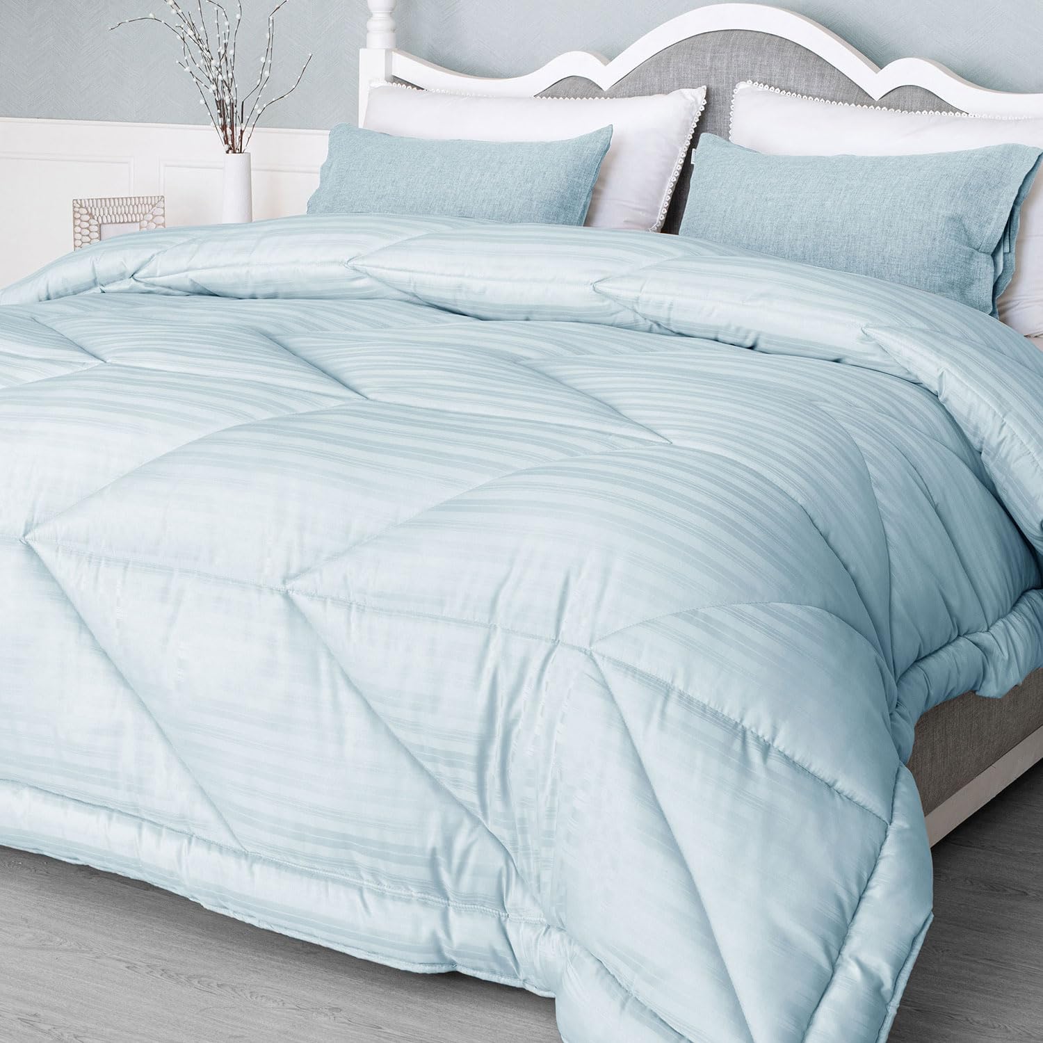 Spread Spain White Cottage Lightweight Ready-to-Use Quilt | Skin-Friendly King Size Comforter for Home Bedding | All Season Cotton Quilts for Summer Winter & Spring-image-47