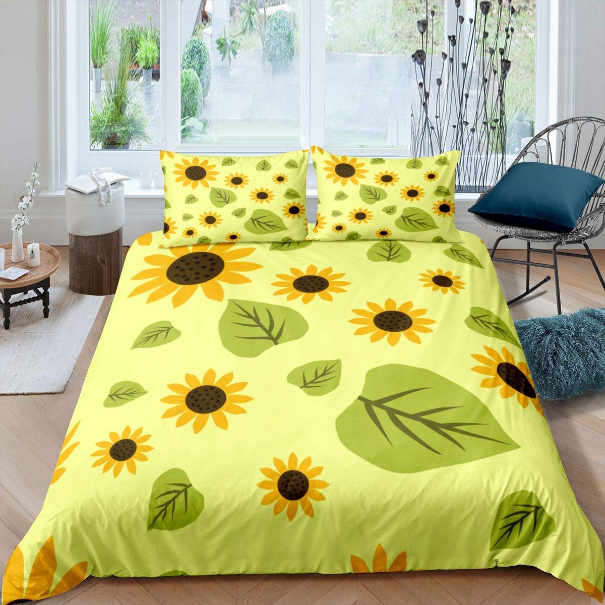 Sunflower Bedding Set Yellow Floral Duvet Cover For Kids Blossom Flowers Comforter Cover Nature Quilt Cover 2Pcs Single Size — image 1