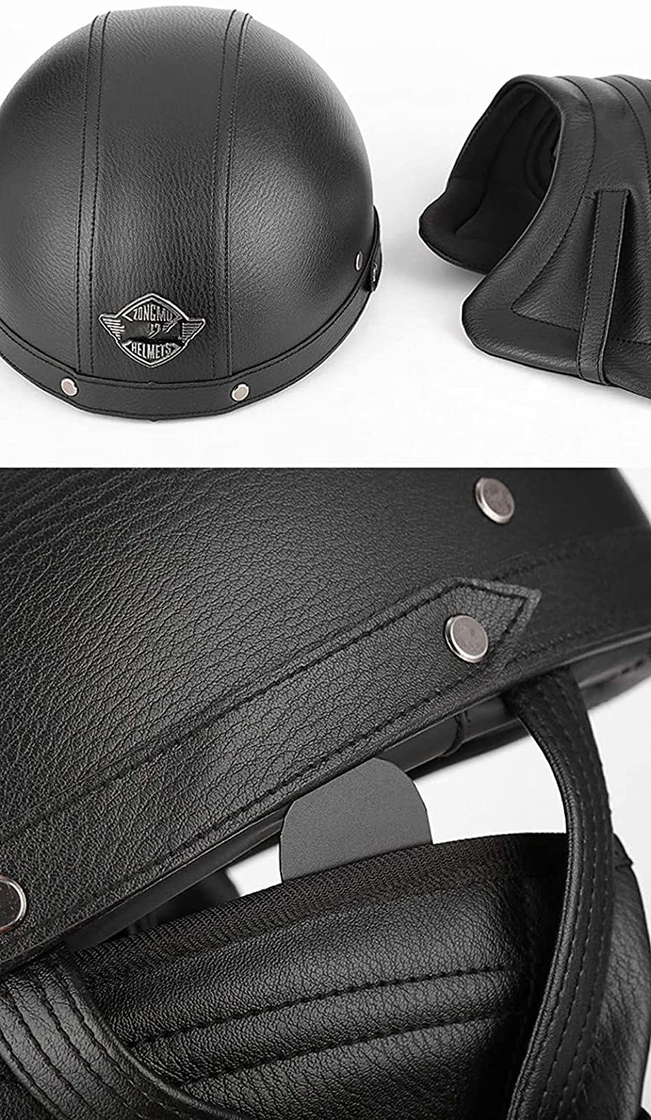 Casque Jet Moto Demi-Casque ECE Homologué - Vintage Ouvert Hommes Femmes