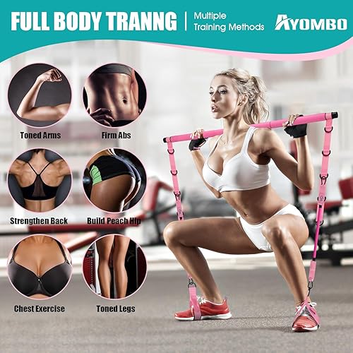 Miniatura 2 de Pilates Bar Kit with Resistance Bands, Pilates Workout Equipment for Legs, Hip, Waist, Arm, Squats Exercise Equipment for Home Workouts, Adjustable