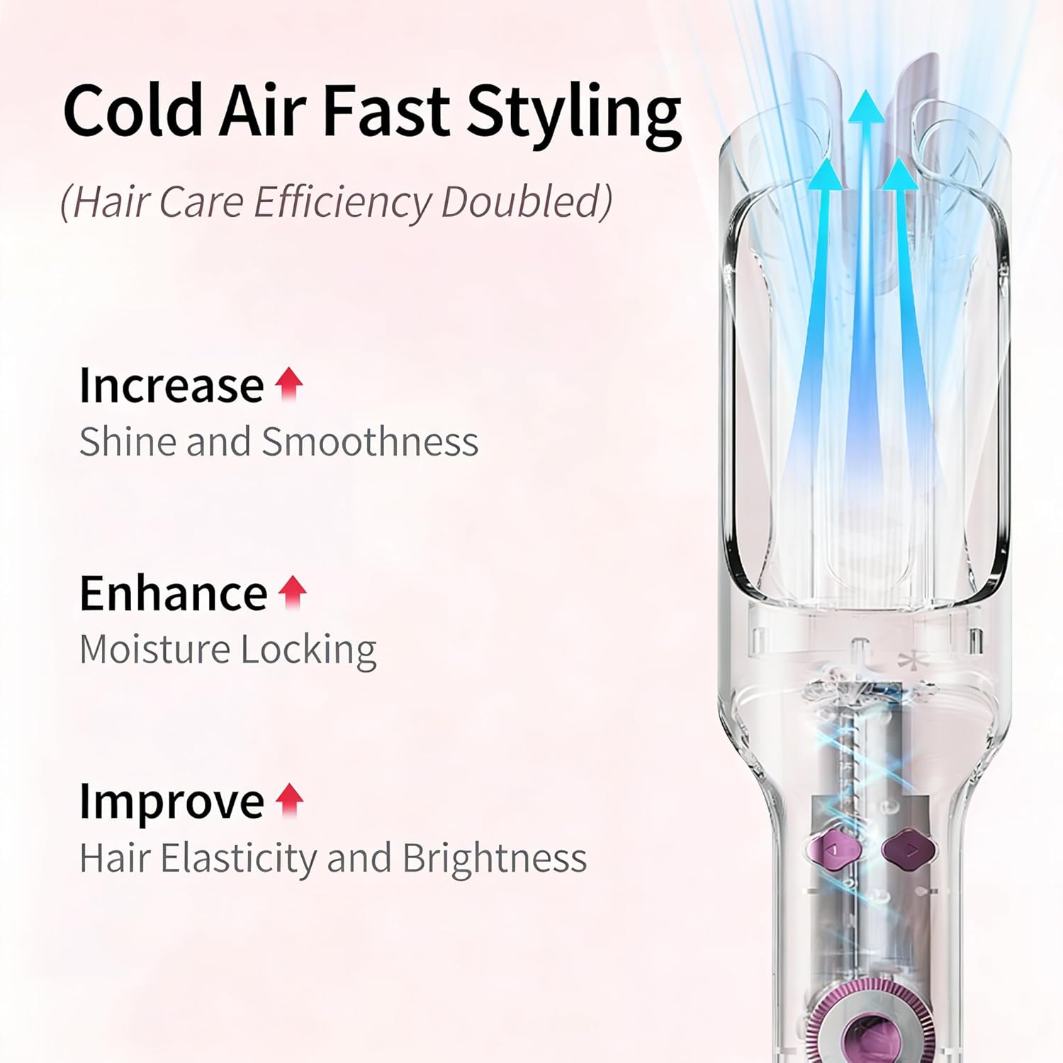 Upgraded Automatic Rotating Curling Iron, Long-Handled Curling Iron, Suitable for Long Hair, Women's Ceramic Curling Iron, Heat-Resistant, Tangle-Free, 600M ions, Dual Voltage (Pink)