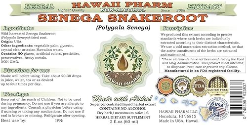 Miniatura 2 de Senega Snakeroot Extracto líquido sin alcohol Senega Snakeroot Polygala Senega Suplemento de hierbas naturales de glicerita de raíz seca Hawaii