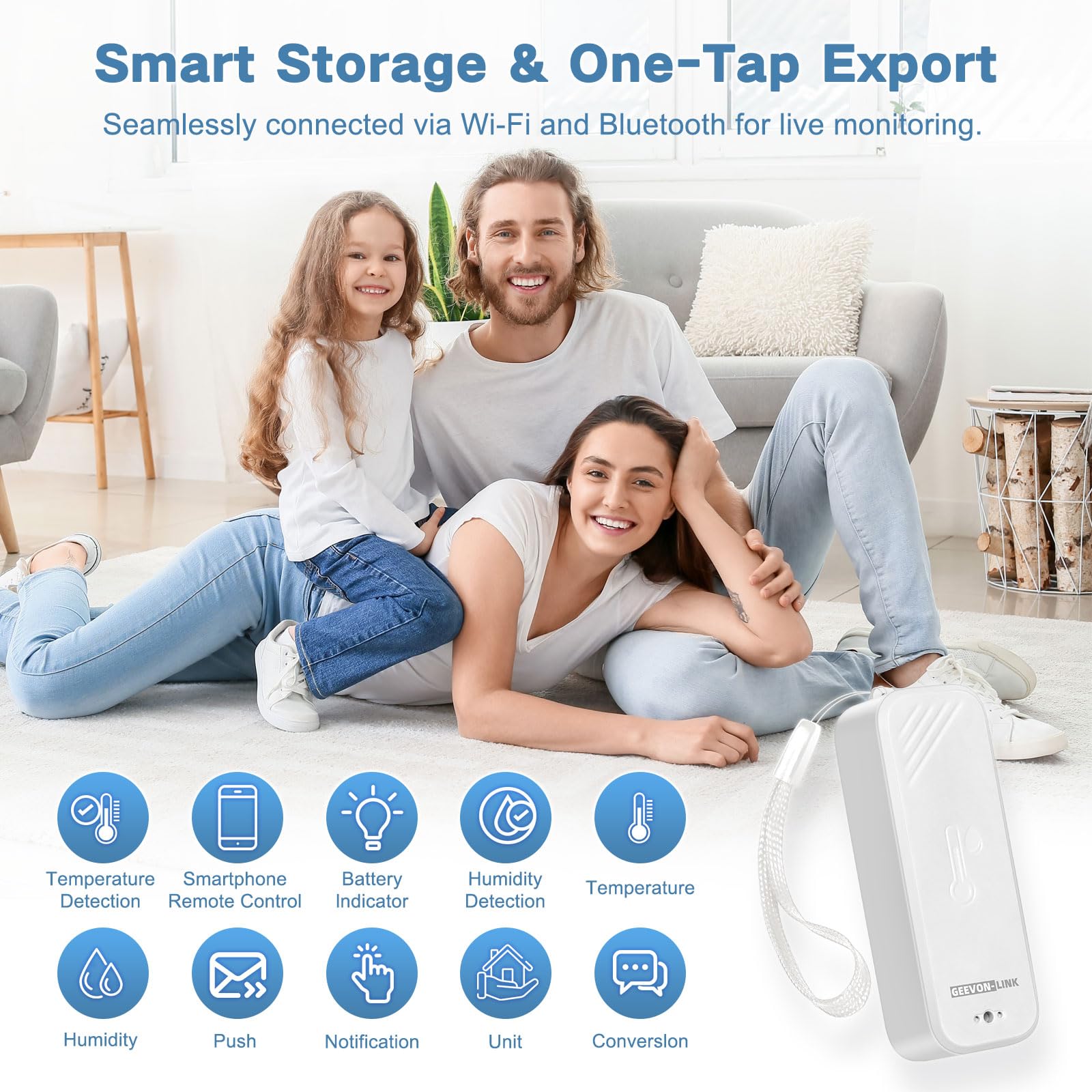 Termometro e igrometro WiFi, sensore di temperatura intelligente di umidità con notifica app, esportazione di archiviazione dati gratuita, monitor remoto wireless per serre, incubatrice e