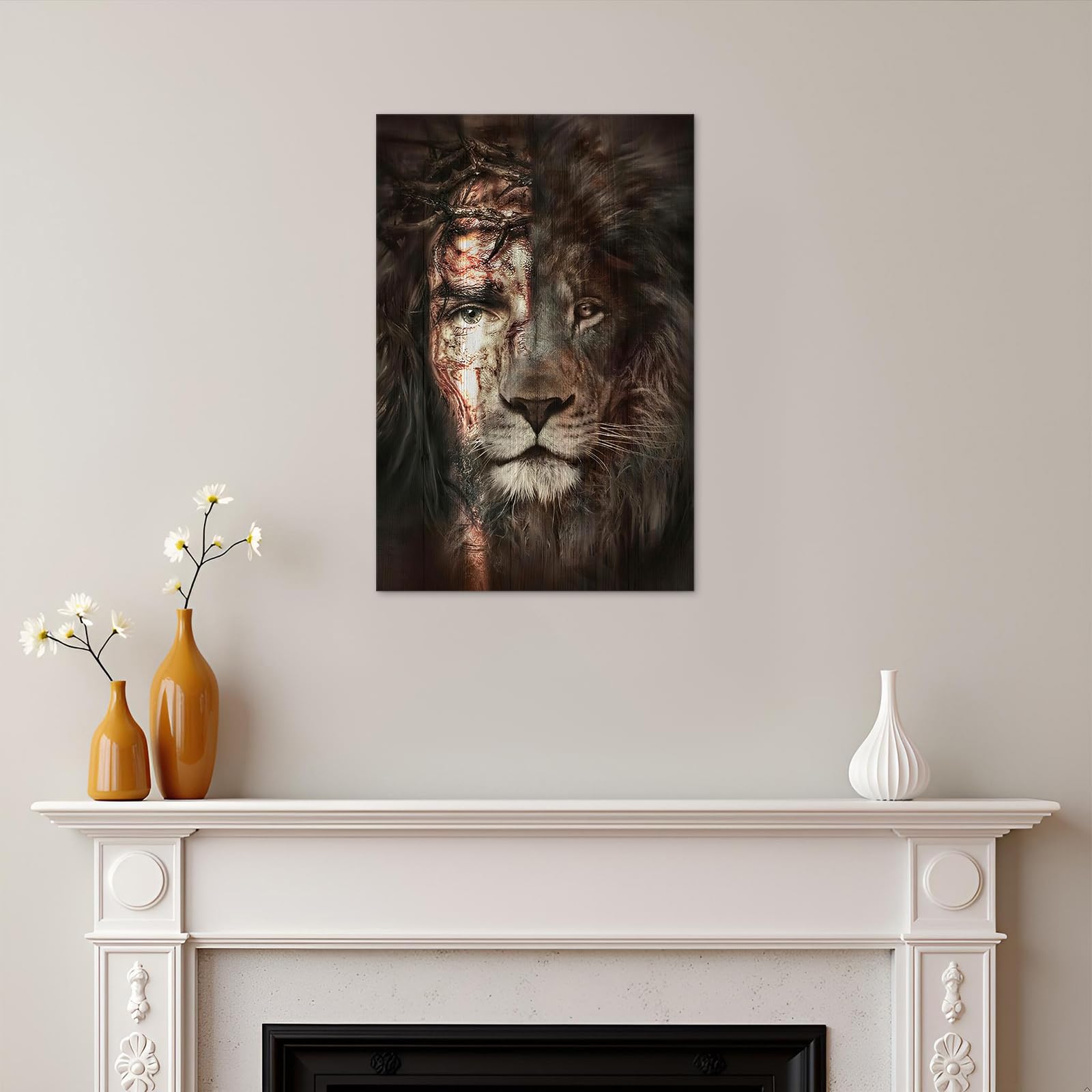 Wandbild Jesus Und Löwe Von ZAMAEIU – Leinwand-Dekoration 70x100 Cm Für Wohnzimmer & Schlafzimmer