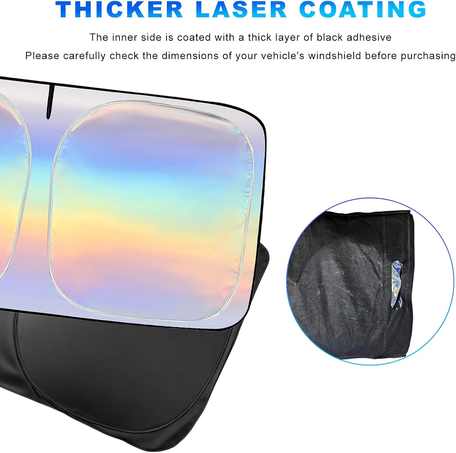 Car Windshield Sun Shade, Laser Reflective Front Window Sunshade Auto Heat Blocker, Foldable Windshield Sun Shield UV Protection for Sedans SUVs Trucks, Car Accessories (Small)