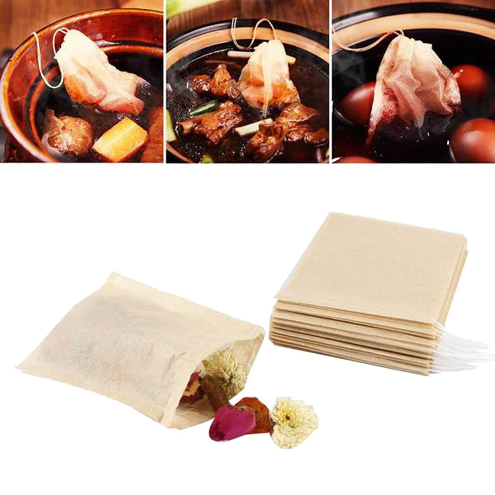 Paquete de 3600 Bolsas de Filtro de Té, Bolsa de Té de Papel Desechable con Cordón para Té de Hojas Sueltas, Café (Color Natural, 2.75X1.97 Pulgada)