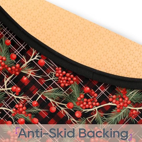 Miniatura 4 de Plaid Christmas Holly Poinsettia Flower03 Round Area Rug 3ft Machine Washable Circular Rugs for Dining Room Table Bedroom Playroom Throw Rugs for