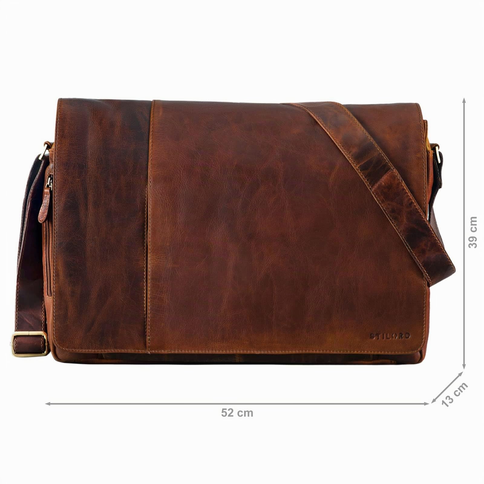 STILORD 'Maximus' XXL Ledertasche riesige Herren Umhängetasche Unitasche 17 18 19 21 Zoll Laptop Aktentasche Bürotasche Büffel Leder, Farbe:florida - braun