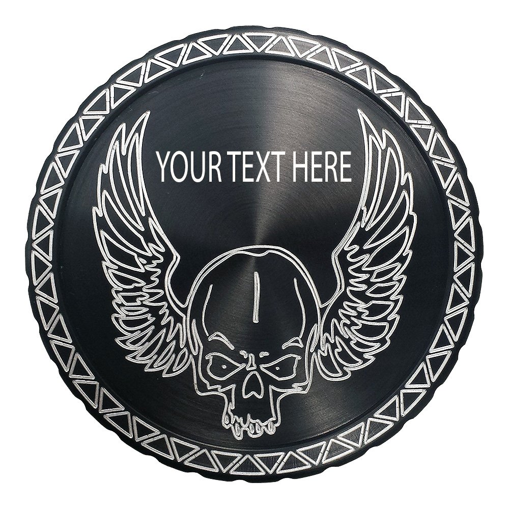 Engraved snuff lid Winged Skull