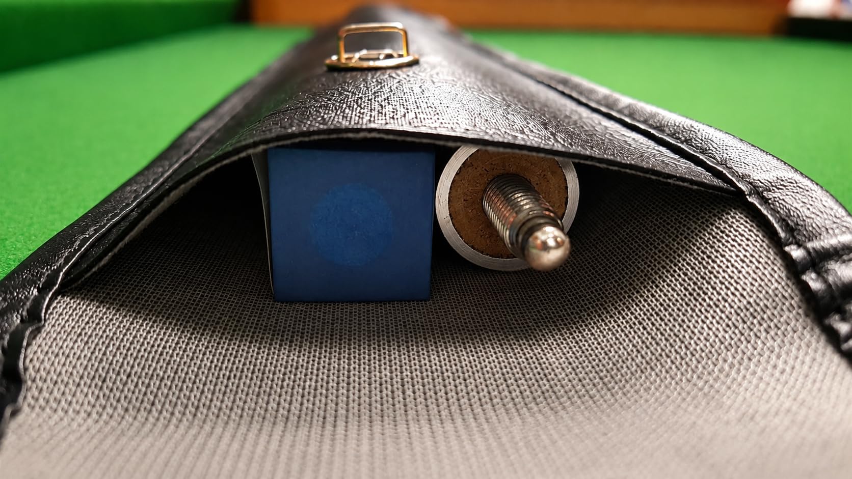 John West Billard Set mit JW-2 Queue, 2-teilig, 145 cm | Tasche und 2 Kreiden, 13 mm Klebeleder, Metallgewinde, Pool Billardqueue