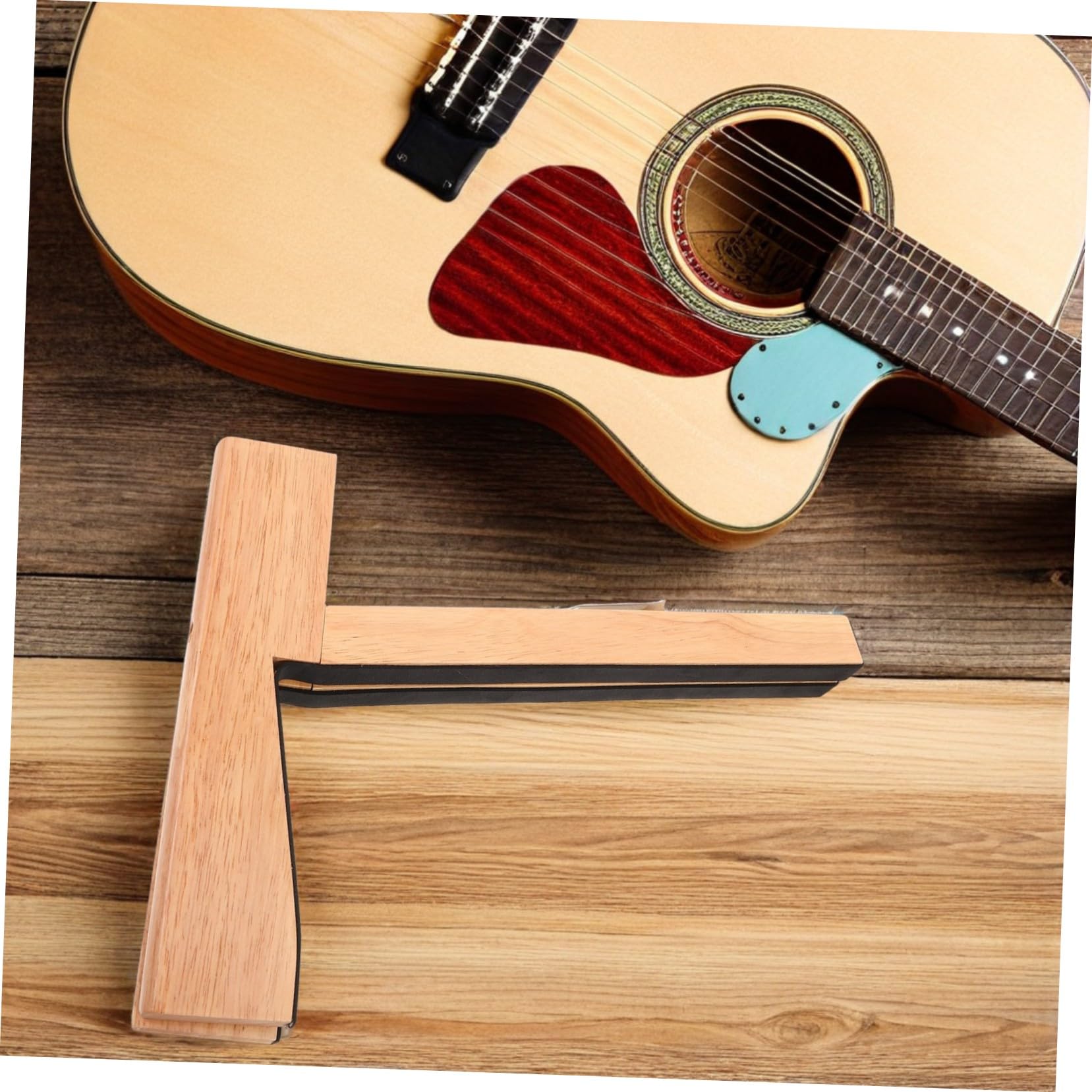 BESTonZON Stojak Na Gitarę Uchwyt Na Ukulele Drewniany Wieszak Na Gitarę Przenośny Drewniany W Kolorze Khaki