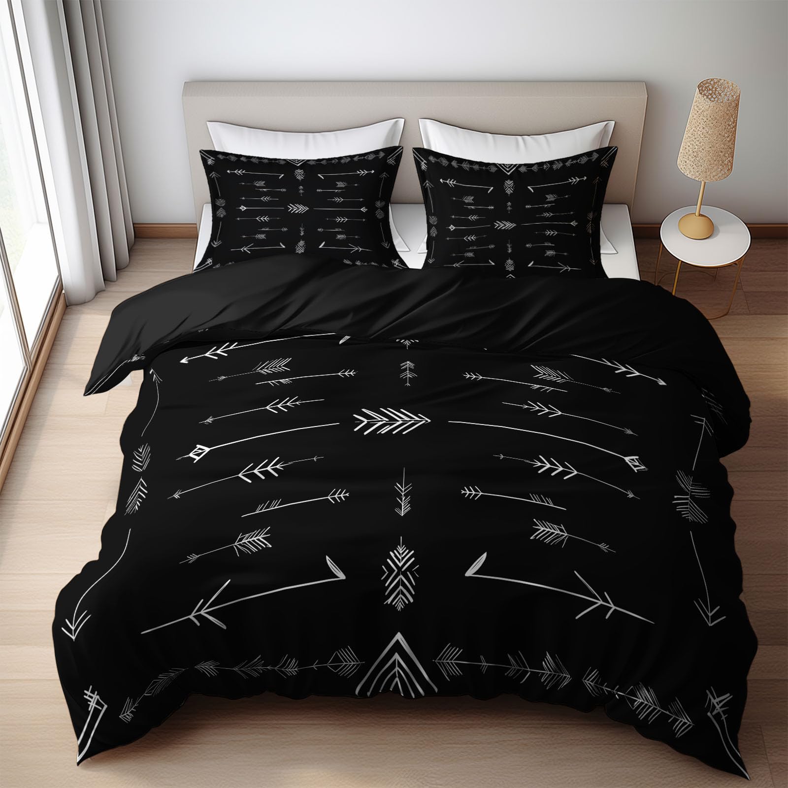Juego de ropa de cama de 180 x 200 cm, 3 piezas, diseño de flecha, color