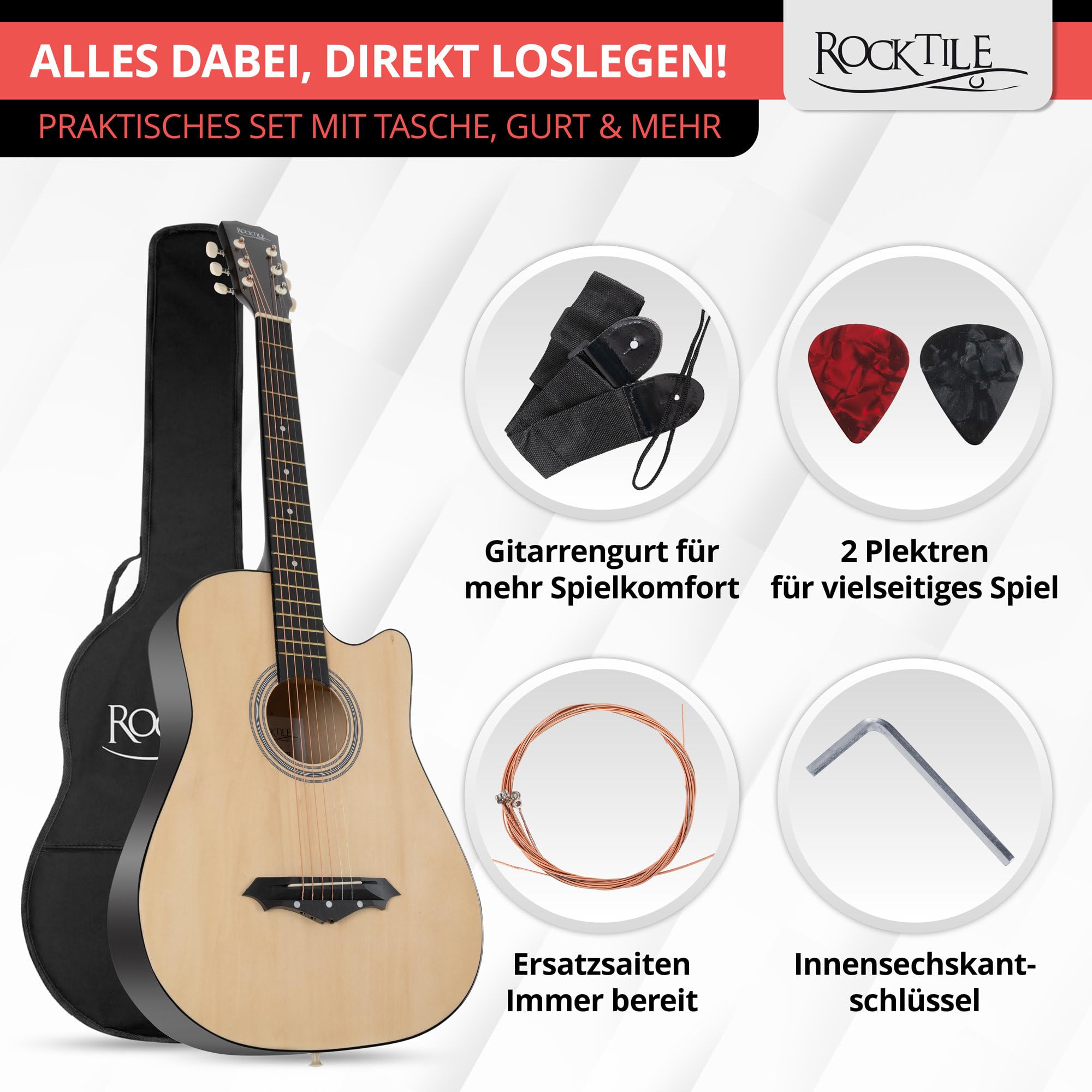 Rocktile WSD-5C-NT Chitarra Acustica Dreadnought Set Natural