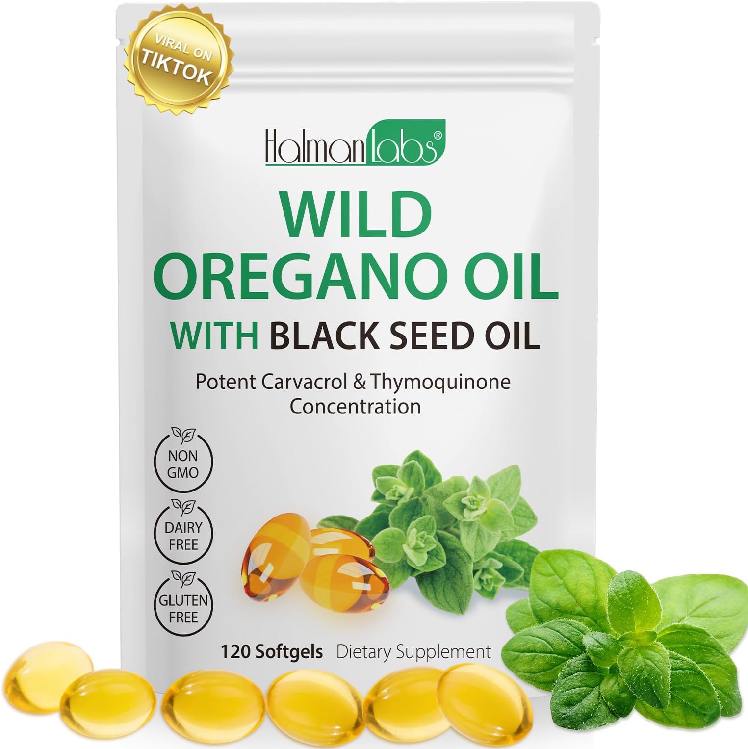 MXCZBSM Oregano Oil Capsules, 2 in 1 Oil of Oregano with Black Seed Oil, Oreg...