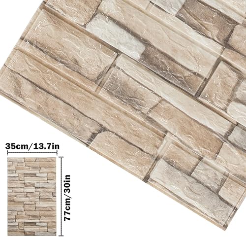 Miniatura 2 de ECYC Ltd Paneles de pared de espuma de ladrillo 3D de 13.78 x 30.31 x 0.18 pulgadas, paneles de papel tapiz de espuma autoadhesivos, calcomanías de