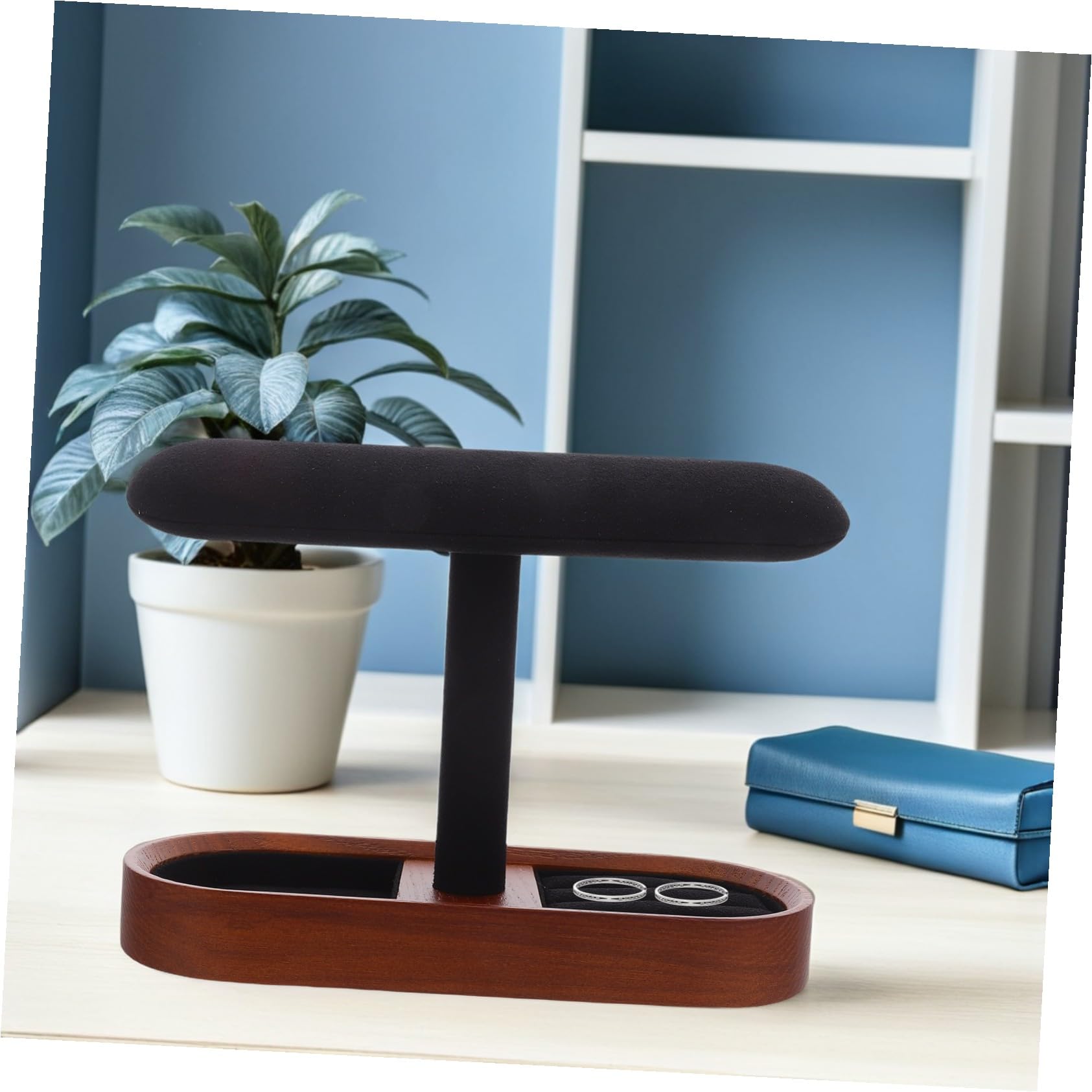 Toyvian Massiver Holz Uhrenständer mit T-bar Design und Flanellbeschichtung Stabiler Schmuckständer für Ringe und Manschettenknöpfe Vielseitig für Persönliche Sammlungen zu Hause
