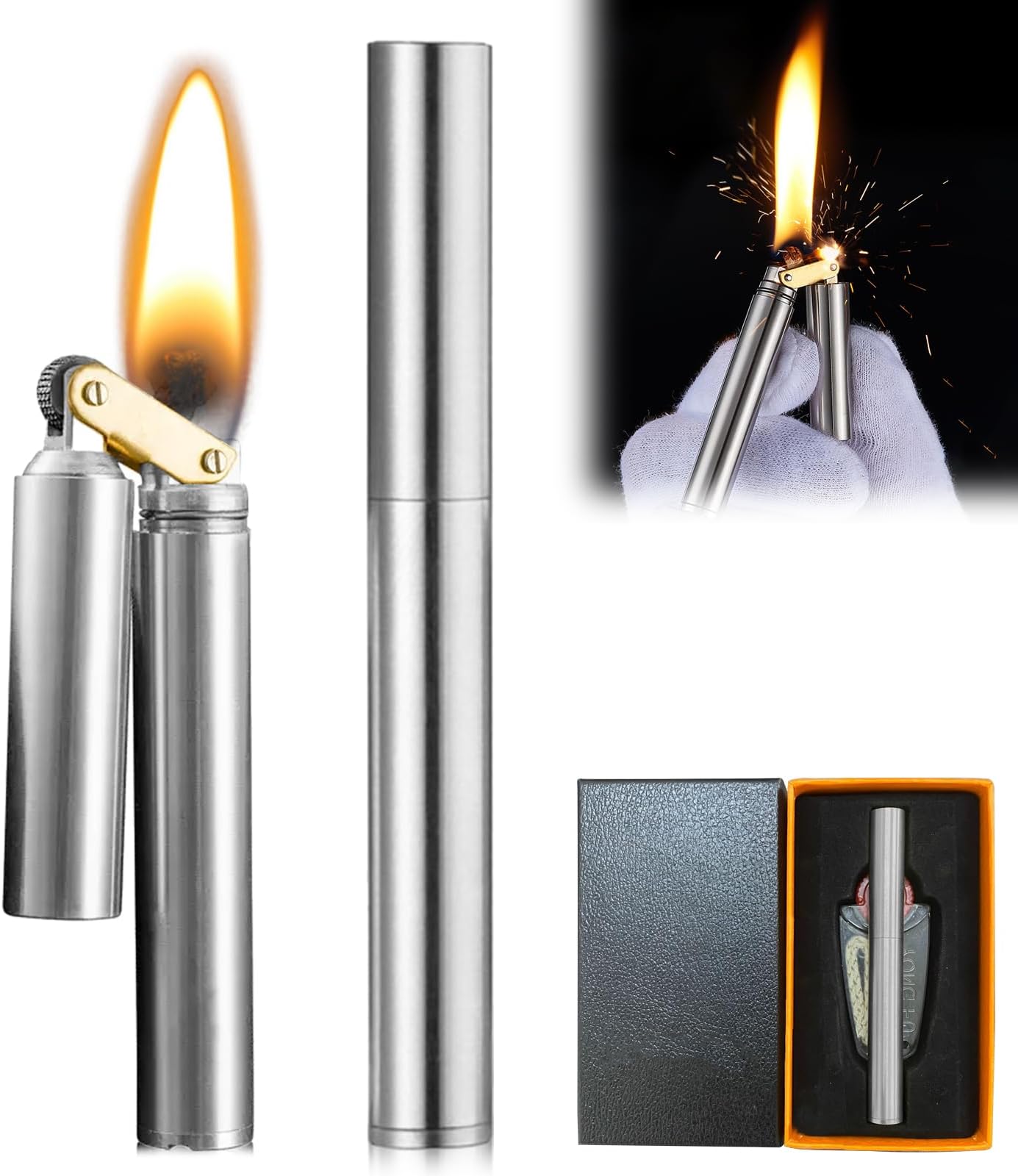 Briquet à Gaz Vintage à Essence Kérosène Pour Homme En Laiton Vieilli