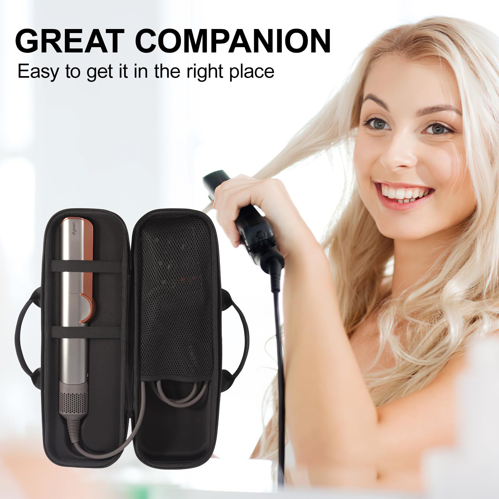 Dyson custodia da viaggio portatile per airstrait Airstrait HT01, compatibile con Dyson, Nero