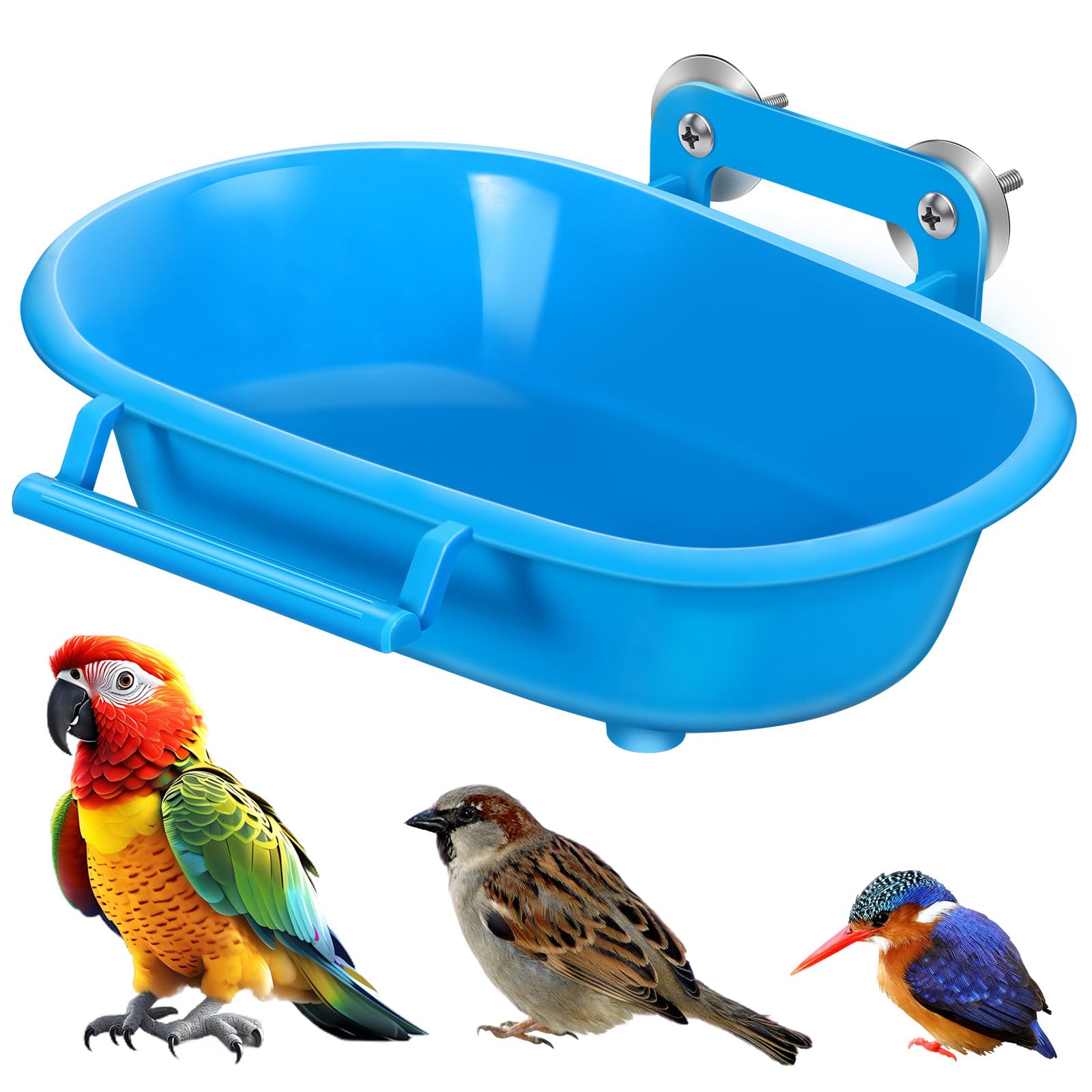 Bañera para pájaros colgante en jaula cuenco de baño azul para periquitos y loros